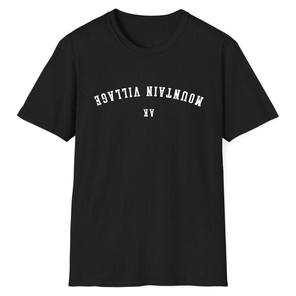 Mountain Village ALASKA ARCHED - UPSIDE DOWN — Unisex Softstyle T-Shirt