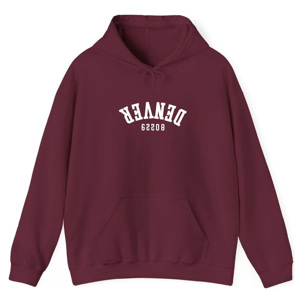Denver 80229 Arched - Upside Down — Maroon
