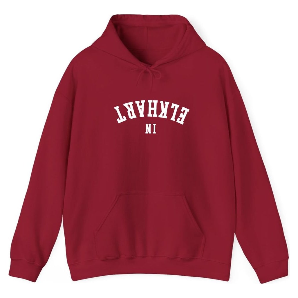ELKHART INDIANA ARCHED - UPSIDE DOWN — Cardinal Red