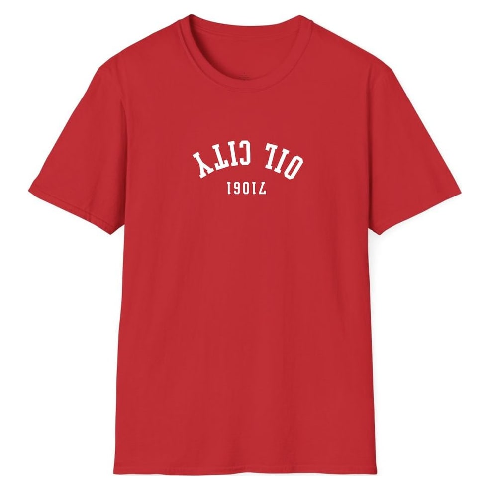 OIL CITY 71061 ARCHED - UPSIDE DOWN — Red