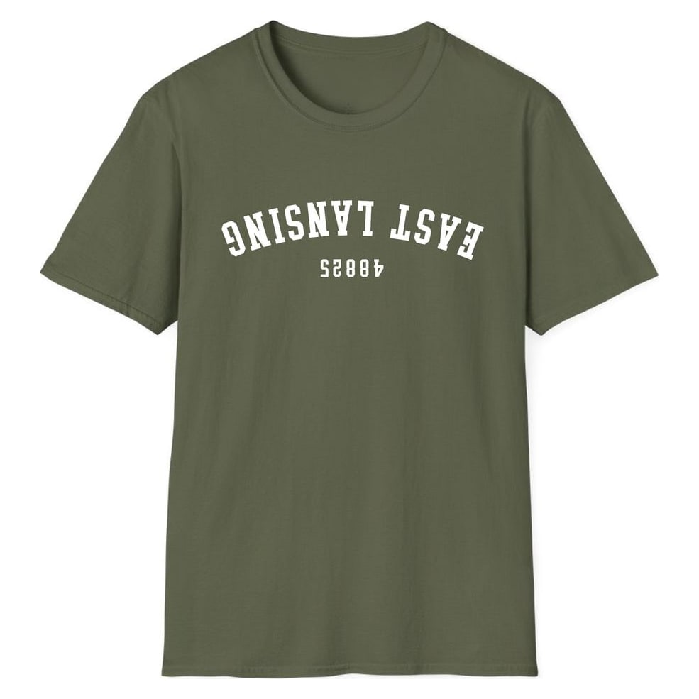 EAST LANSING 48825 ARCHED - UPSIDE DOWN — Military Green