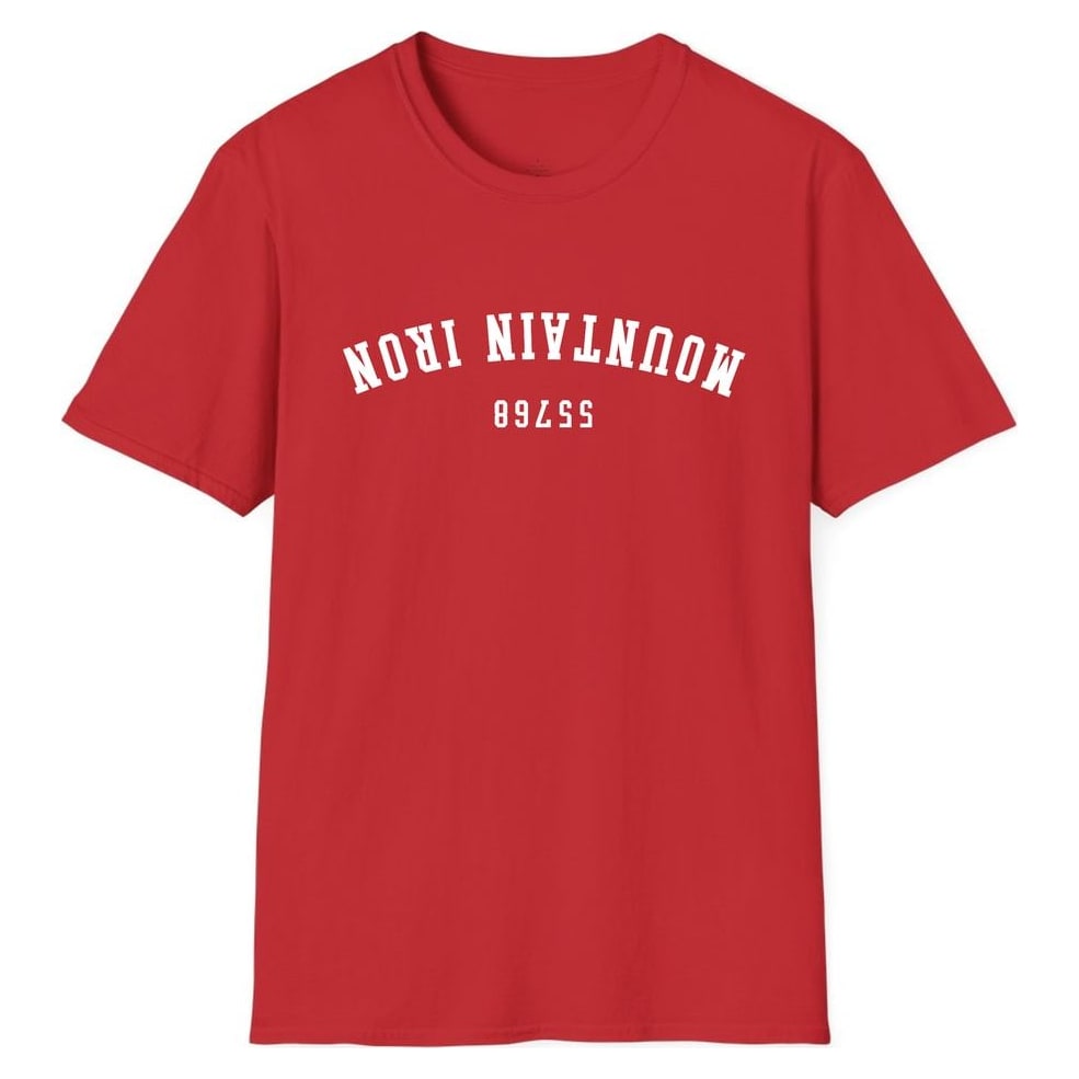 MOUNTAIN IRON 55768 ARCHED - UPSIDE DOWN — Red