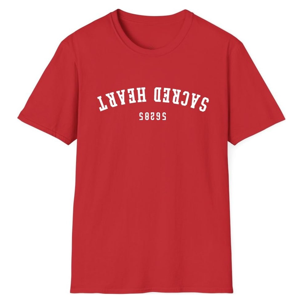 SACRED HEART 56285 ARCHED - UPSIDE DOWN — Red