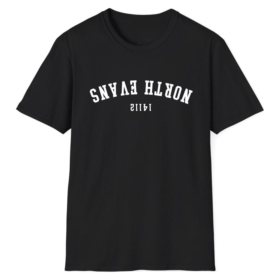 North Evans 14112 ARCHED - UPSIDE DOWN — Unisex Softstyle T-Shirt