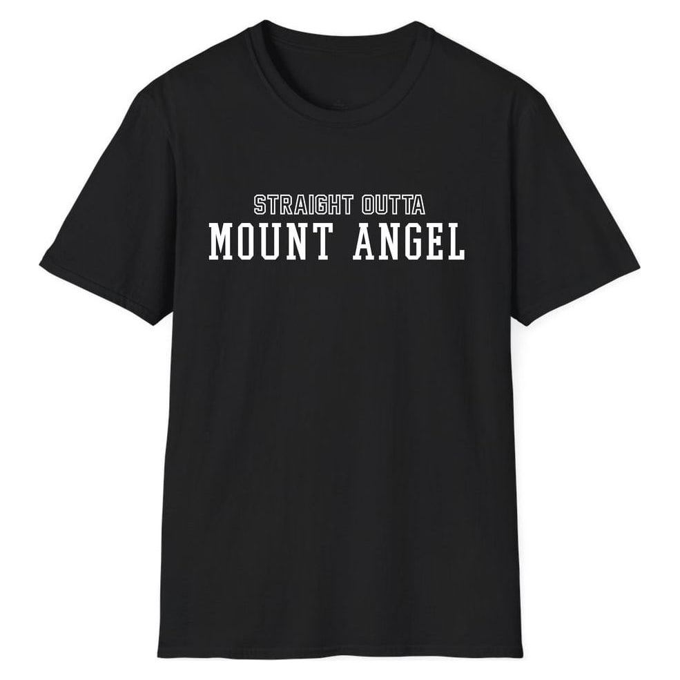 STRAIGHT OUTTA Mount Angel — Unisex Softstyle T-Shirt