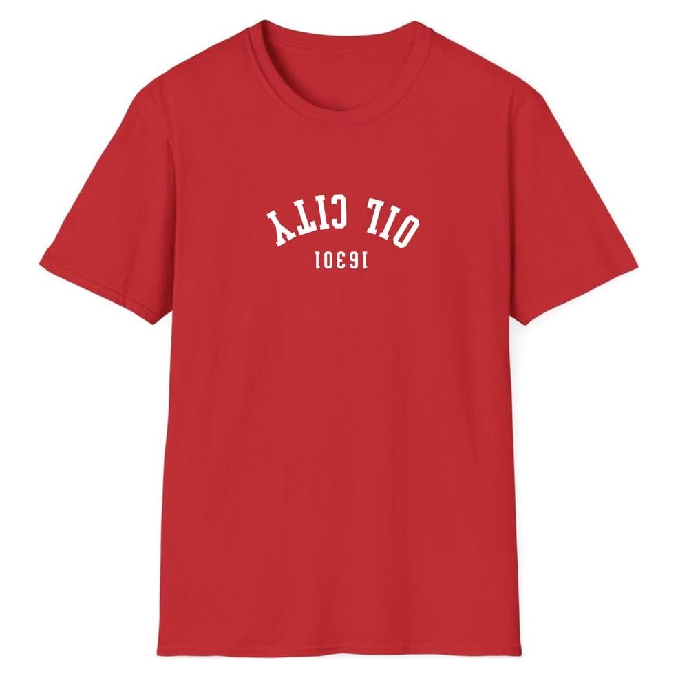 OIL CITY 16301 ARCHED - UPSIDE DOWN — Red
