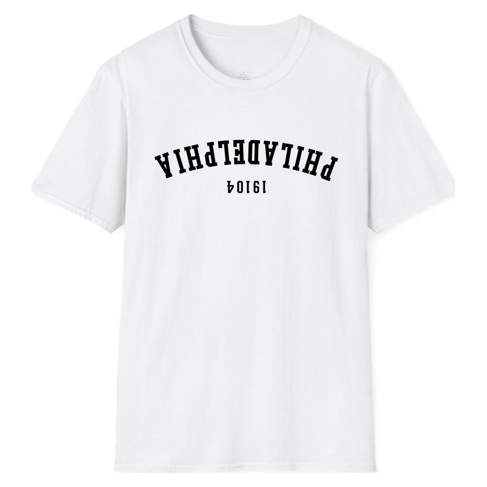 Philadelphia 19104 Arched - Upside Down — White